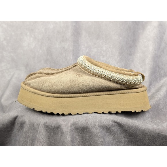 UGG Shoes - UGG Tazz Platform Suede Slippers Mustard Seed 1174471 Womens 7 Tan Slip On Shoes